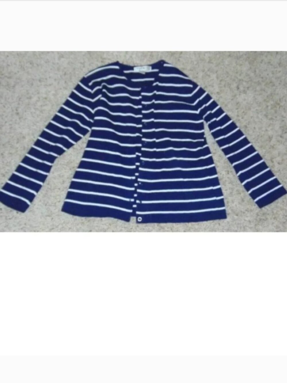 Rafael Cardigan Sweater Womens L Blue White Striped Button Up Long Sleeves $65